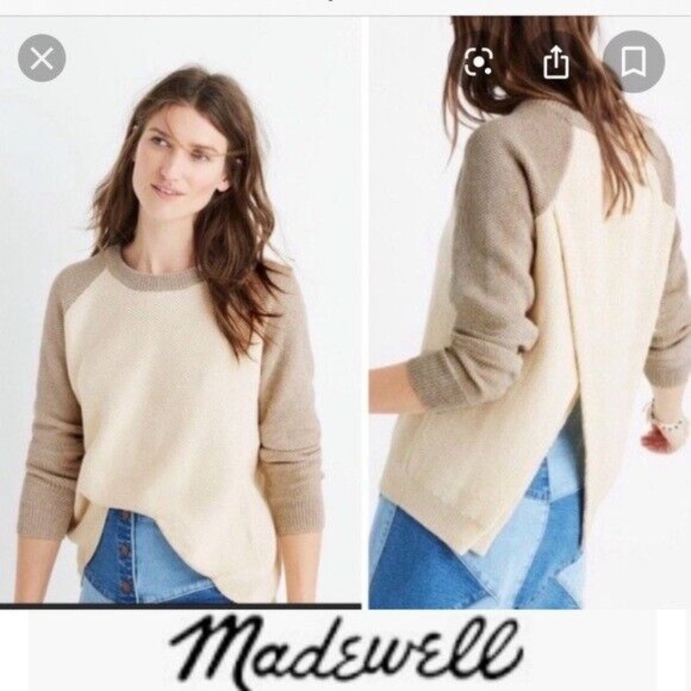 - Madewell Province Cross Back Pull over Boho‎ Sweater in Cream/Tan -Women's XL